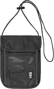 [Wenyue] Small Wallet Neck Document Holder Travel Neck Document Holder Neck Pouch Travel Pouch for Men and Women for Cash Cell Phones - Black, Black