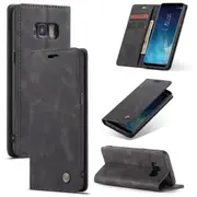 CaseMe Samsung Galaxy S8 Classic PU Leather Folio Case Cover Skin [Black]