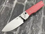 TwoSun Folding Knife M390 Titanium/CF Handle Camping Pocket Knife TS433-M390-Red