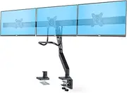StarTech.com Crossbar Triple Monitor Desk Mount for Up to Three 27in Screens, VESA 75x75/100x100, Tool-Less Arm Adjustments