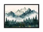Foggy Mountian Valley Framed Print Fine Art Poster Print