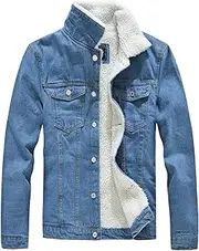 [Generic] Men's Trucker Work Fit Coat Long Sleeve Trucker Pockets Jackets Big and Tall Denim Jackets for Men (Blue,Medium)