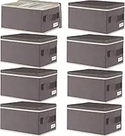 CD Storage Case -CD case holder with lid, stackable organizer case, media storage,8Pack15.75 x 6.3 x 6.1 inches - can hold 360CD jewelry cases Gray