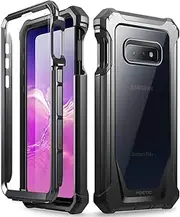 Galaxy S10e Rugged Clear Case, Poetic Full-Body Hybrid Bumper Cover, Support Wireless Charging, Includes Built-in-Screen Protector, Guardian Series, Case for Samsung Galaxy S10e 2019, Black