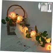 Rose String Lights Battery Powered or USB Powered with Remote 6.6 Feet Pink