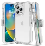 Clear For iPhone 14 Plus / 14 Pro Max Shockproof Defender Case Cover w/Belt Clip