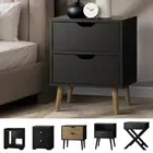 Bedside Tables Black Side Table Bedroom Furniture Storage Cabinet Oikiture