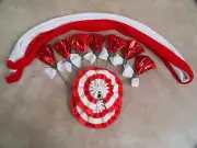 Set of Draft Horse Decorations - Red, White Mane, Tail, Flowers