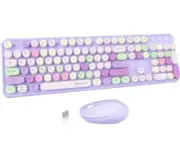 Wireless Keyboard and Mouse Combos, UBOTIE Colorful Gradient PURPLE RAINBOW