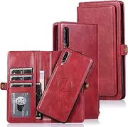 [Cavor] for Samsung A70 Wallet Case,for Samsung Galaxy A70 Case,2 in 1 Magnetic Detachable Case Leather Flip Cover with Stand Feature & Card Slots & Wristlet Strap (6.7")-Red
