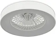 Beacon Lighting Monsanto Flush Ceiling Fan with LED Light in White with White Fabric Shade