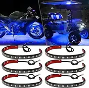 JEFLYM 12V Car Led Light Strip,32CM Underglow Accent Light Strips,6PCS 5050 18SMD Waterproof Led Light Strips for Cars Motorcycles Golf Cart Interior & Exterior Marine Boat Blue