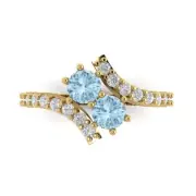 1.98Ct Round Cut Blue Gemstone Solid Gold Engagement Promise Statement Ring