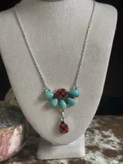 Turquoise Checkerboard Buffalo Plaid Southwestern Sterling Silver Necklace