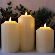 Set of 3 Flameless LED Pillar Decorative Candles w/ Timer by LED Lytes 5"/6"/7"