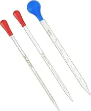 uxcell Graduated Dropper Pipettes Kit, 3 Pack 1ml/2ml/10ml Borosilicate Glass Pipette with Rubber Squeeze Bulb for Transfer Liquid for Lab, Chemistry