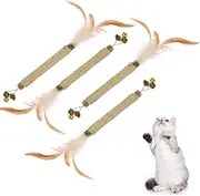 vsshe Cat Chew Toys, 4pcs Natural Catnip Sticks Matatabi Cat Toys, Cat Teeth Nip Cleaning Chew Catnip Toys Kitten Teething Sticks for Indoor Cats Kittens Teeth Cleaning and Stress Release