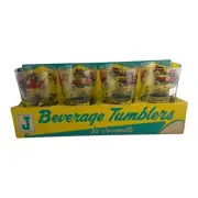 Beverage Tumbler Set by Jeanette Antique Cars In display Box 4 Glasses FREE SHIP