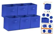 11 Inch Cube Storage Bins, Storage Cubes Foldable Medium Decorative 6 Blue