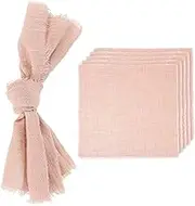 uxcell 6Pcs Handmade Cloth Napkins, 16.5x16.5 Inch Cotton Napkins with Fringe Square Rustic Table Napkin for Wedding Party Dinner Table Decor Bridal Shower, Pink
