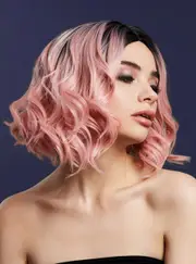 Kourtney Baby Pink Womens Short Curly Fashion Wig