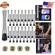 8-Inch Stainless Steel Muddler Set for Cocktails - 16 Durable Bartending Tools