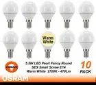 10x 5W LED Fancy Round Light Globes Bulbs Lamps E14 Small Screw Warm White 470Lm