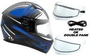 Adult Snowmobile Helmet Blue Full Face Double Pane Shield or Heated DOT 3x 4x