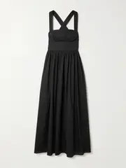 [Matteau] Matteau - Gathered Organic Cotton Midi Dress - Black - 2 2 Black
