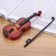 Wooden Mini Violin Model Display, with Bow Stand and Case Musical Ornament Craf