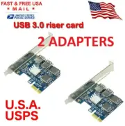 2X PCI-E to USB Adapter 4-port PCI-E X1 to USB 3.0 Riser Card Extender Board