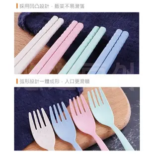 小麥餐具四件組 隨身餐具 環保餐具 筷子 湯匙 叉子 四色可選