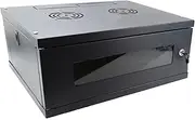 kenable FLAT PACK Wall Mounted Data Cabinet for 19 inch Network Rack Small 4U 450mm Black