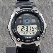 Casio AE-2000W-1AV Mens 200M WR Watch 5 Alarms World Time 10 Year Battery New