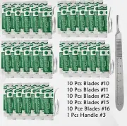 SCALPEL HANDLE #3 +50 STERILE SURGICAL SCALPEL BLADES #10, #11, #12, #15 and #16