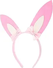 Rabbit Ears Headdress Plush Bunny Headband Pig Rabbit Headband Bear Ears Hairband Easter Bunny Inflatable Bunny Ear Hair Hoop Toy Headband Bunny Costume Pink Plastic