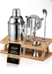 KITESSENSU Cocktail Shaker Set Bartender Kit 6-Piece Silver Bar Set with Stan...