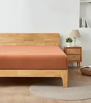 Alazuria Queen Size Fitted Sheet Only - 12" to 16" Deep Pockets - Ultra Soft & Breathable Bed Sheet - Hotel Quality Mattress Sheets (80" X 60", Terracotta Pastel)