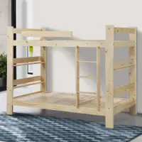 在飛比找momo購物網優惠-【MUNA 家居】3尺白松木雙層床/實木床板/含床墊x2(床
