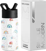 [Simple Modern] Kids Water Bottle with Straw Lid | Insulated Stainless Steel Reusable Tumbler for Toddlers, Girls, Boys | Summit Collection | 14oz, Rainbow Dream