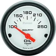 Autometer Gauge, Phantom, Oil Temperature, 2 1/16 in., 100-250 Degrees F, Electrical, Analog, Each