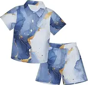 [Caihoyu] Baby Boy Short Sleeve Button Down Shirt & Casual Shorts Set Toddler Boy Outfit Infant Little Boy Gift