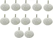 Grey and White Door Knobs Cabinet Pull Handles with Screw Ceramic Door Wardrobe Dresser Cupboard Door Knobs Decor Set of 12