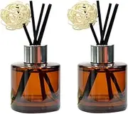 2 Pcs Empty Glass Aromatherapy Diffuser Bottles Essential Oils Containers Flower Bud Vases DIY Replacement Aromatherapy Diffuser Crafts Perfect for Home Fragrance Bathroom Decoration(Amber)
