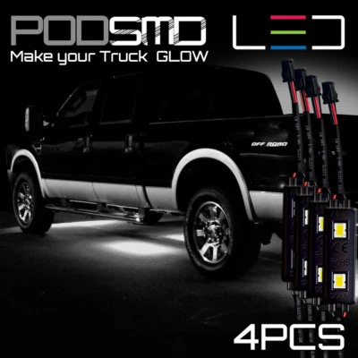 LED Rock Lights White Under Car Accent Kit Underbody Neon Glow for RAM 1500 3500