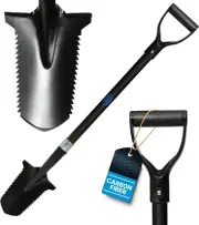 Carbon Metal Detecting Shovel Digging Tool with Double Serrated Blade – Lightwei