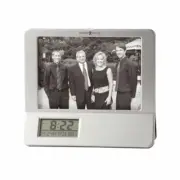 New~Howard Miller Silver "Newton" Desk Photo Frame w/Clock~Calculator on Reverse