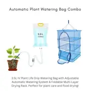3.5L IV Plant Life Drip Watering Bag & sunlight Drying Rack Pack(Bulk 3 Sets)
