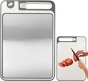 shpuuyy Cutting Board Dishwasher Safe,Metal Chopping Boards for Kitchen | Double Sided Dishwasher Safe Kitchen Accessories with Sharpener for Home Outdoor Camping Fishing