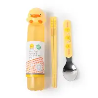 在飛比找蝦皮購物優惠-全新 Piyopiyo黃色小鴨匙筷造型組 兒童訓練輔食外出便